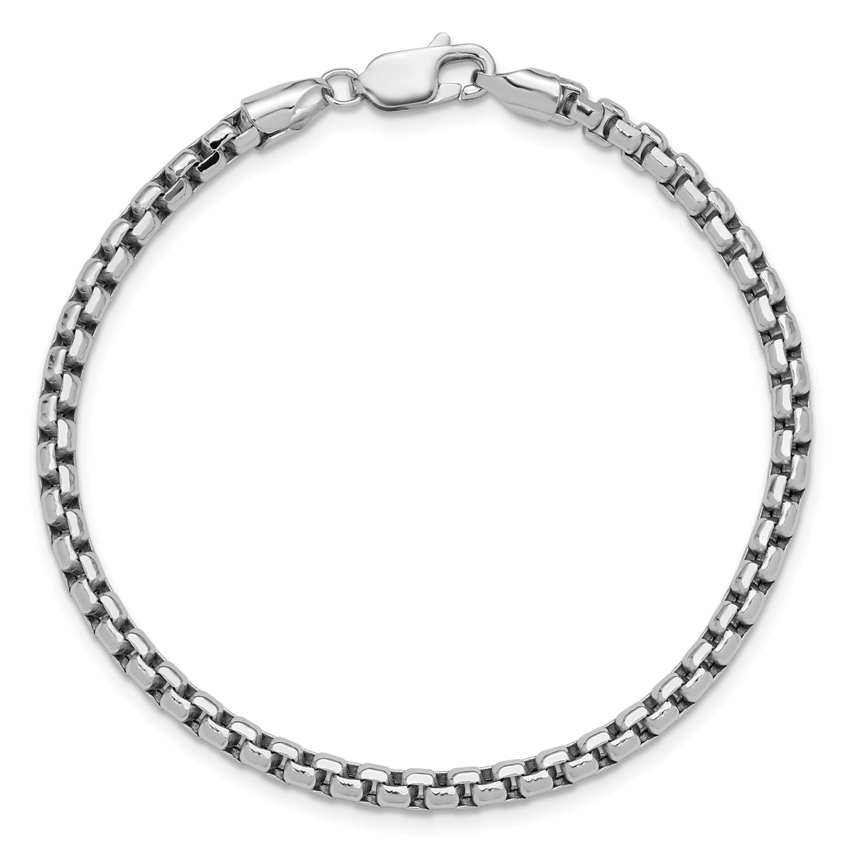Gold (14K) Semi-Solid Round Box Chain Bracelet - 14k White Gold / 7 in / 3.6 mm