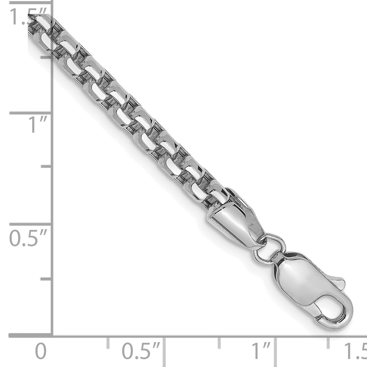 Gold (14K) Semi-Solid Round Box Chain Bracelet - 14k White Gold / 7 in / 3.6 mm