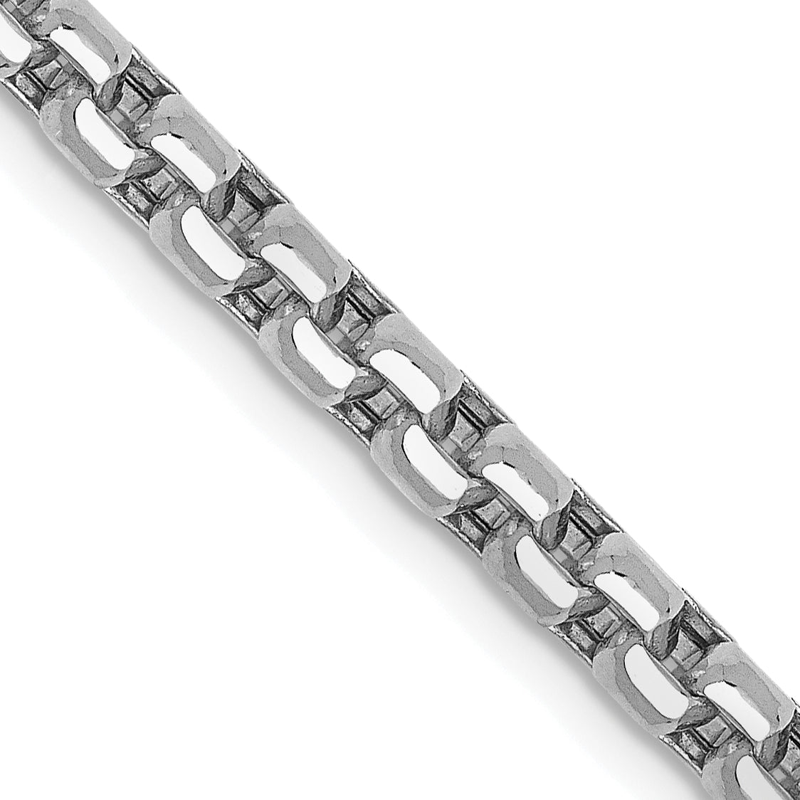 Gold (14K) Semi-Solid Round Box Chain - 14k White Gold / 18 in / 3.6 mm