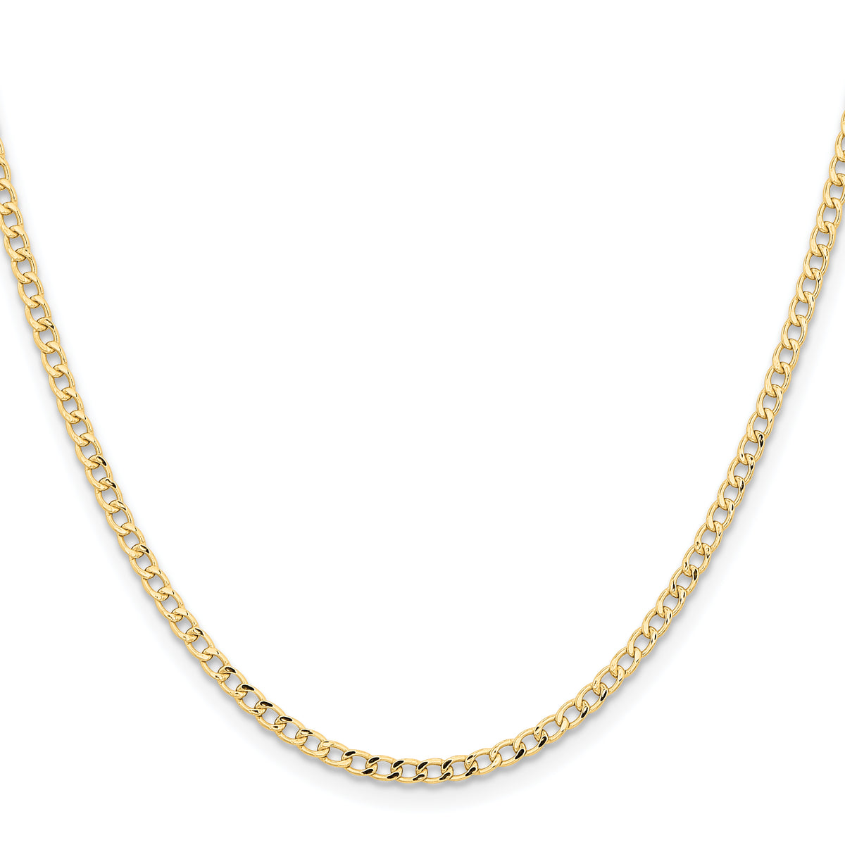 Gold (10K & 14K) Semi-Solid Curb Link Chain - 14k Yellow Gold / 16 in / 2.85 mm