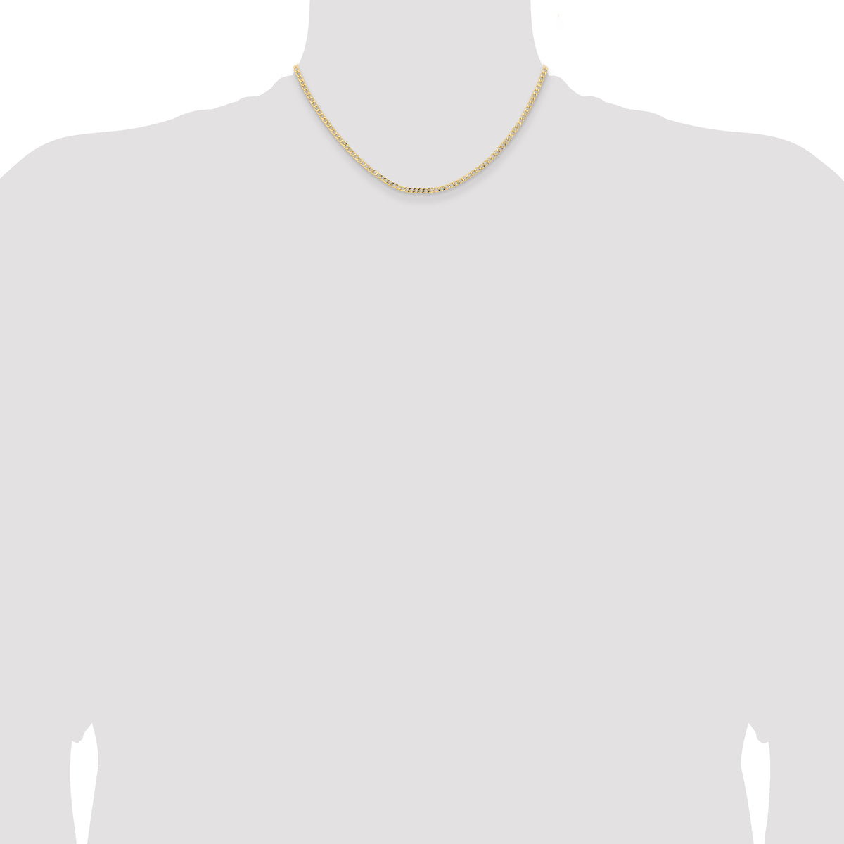 Gold (10K & 14K) Semi-Solid Curb Link Chain - 14k Yellow Gold / 16 in / 2.85 mm