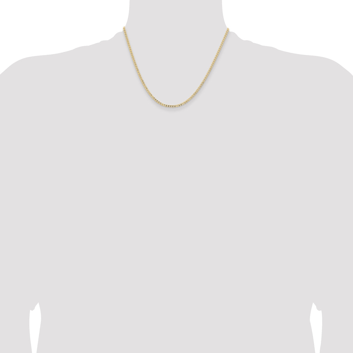 Gold (10K & 14K) Semi-Solid Curb Link Chain - 14k Yellow Gold / 18 in / 2.85 mm