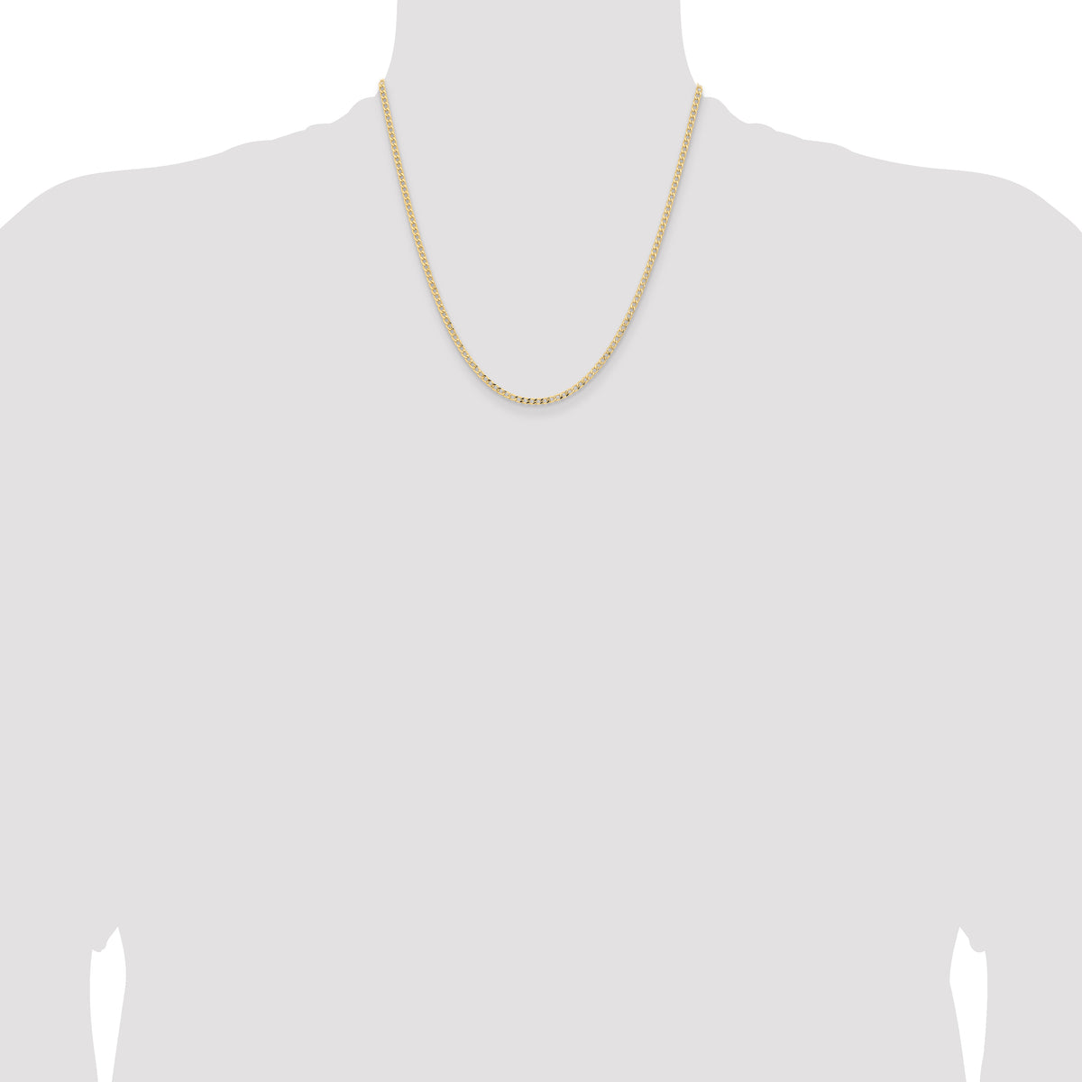 Gold (10K & 14K) Semi-Solid Curb Link Chain - 14k Yellow Gold / 20 in / 2.85 mm