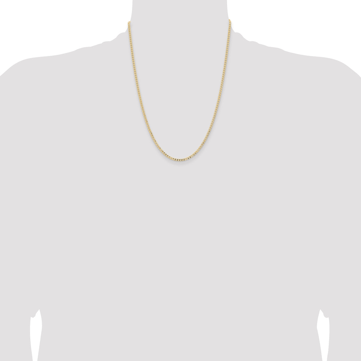Gold (10K & 14K) Semi-Solid Curb Link Chain - 14k Yellow Gold / 22 in / 2.85 mm