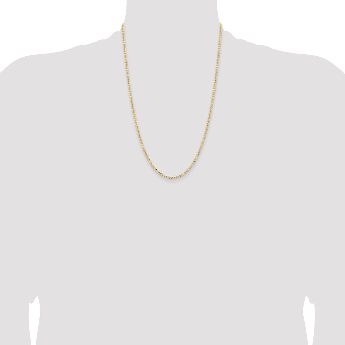 Gold (10K & 14K) Semi-Solid Curb Link Chain - 14k Yellow Gold / 24 in / 2.85 mm