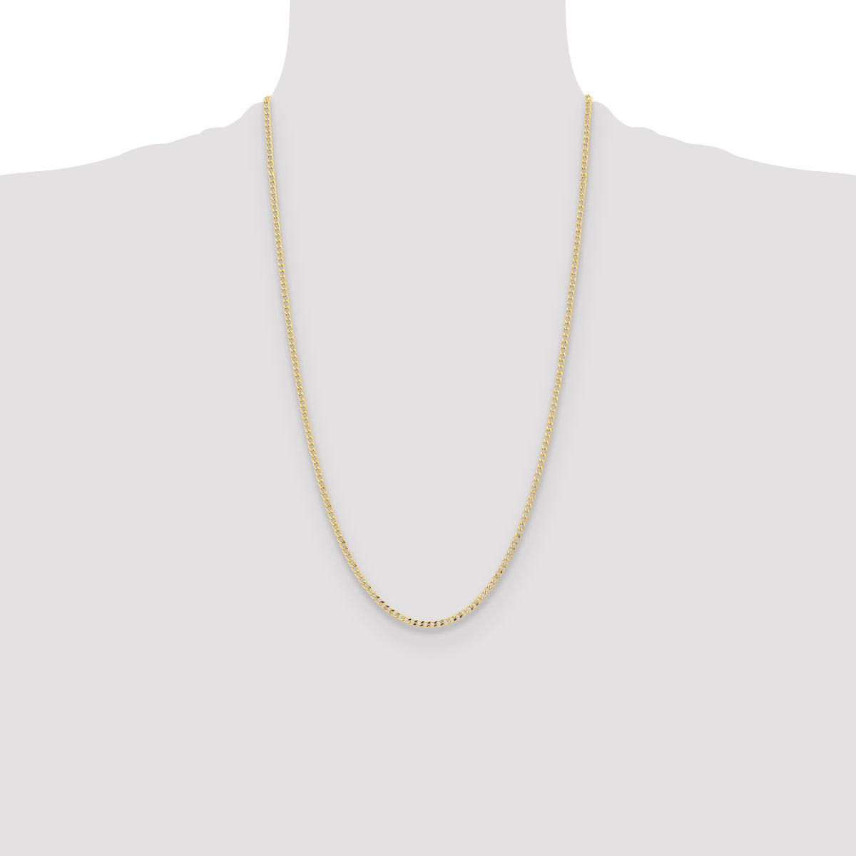Gold (10K & 14K) Semi-Solid Curb Link Chain - 14k Yellow Gold / 26 in / 2.85 mm