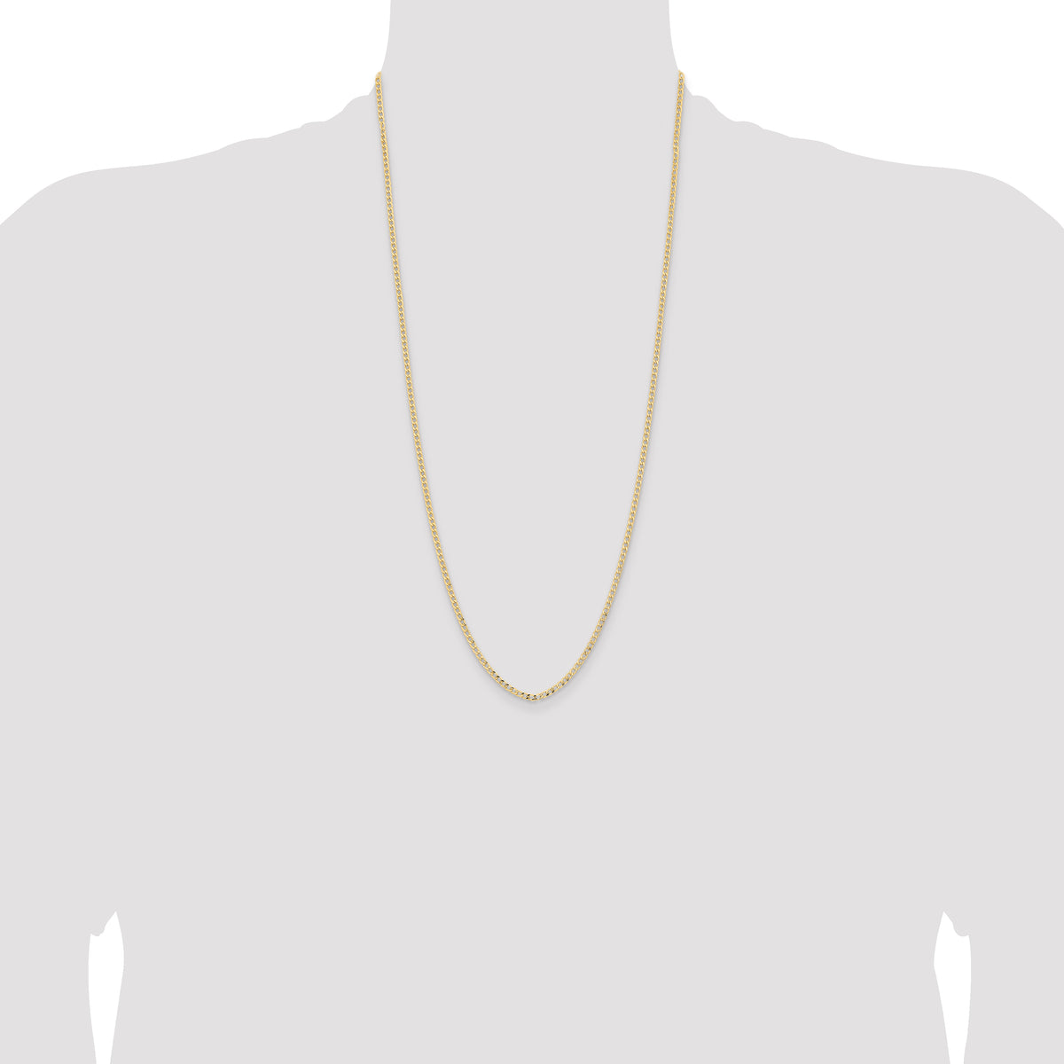 Gold (10K & 14K) Semi-Solid Curb Link Chain - 14k Yellow Gold / 28 in / 2.85 mm