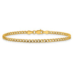 Gold (10K & 14K) Semi-Solid Curb Link Chain Bracelet - 14k Yellow Gold / 7 in / 2.85 mm