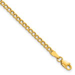 Gold (10K & 14K) Semi-Solid Curb Link Chain Anklet - 14k Yellow Gold / 9 in / 2.85 mm