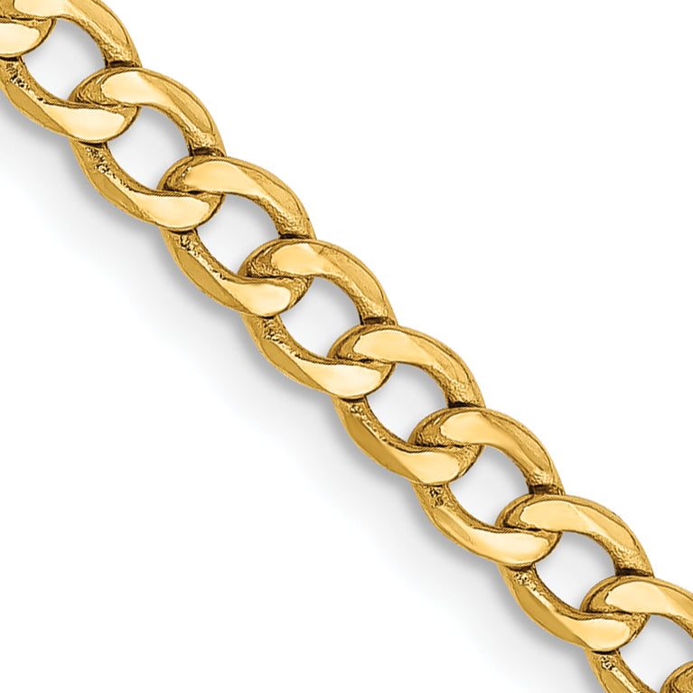 Gold (10K & 14K) Semi-Solid Curb Link Chain - 14k Yellow Gold / 16 in / 2.85 mm