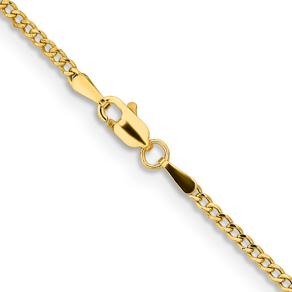 Gold (10K & 14K) Semi-Solid Curb Link Chain - 14k Yellow Gold / 16 in / 1.85 mm