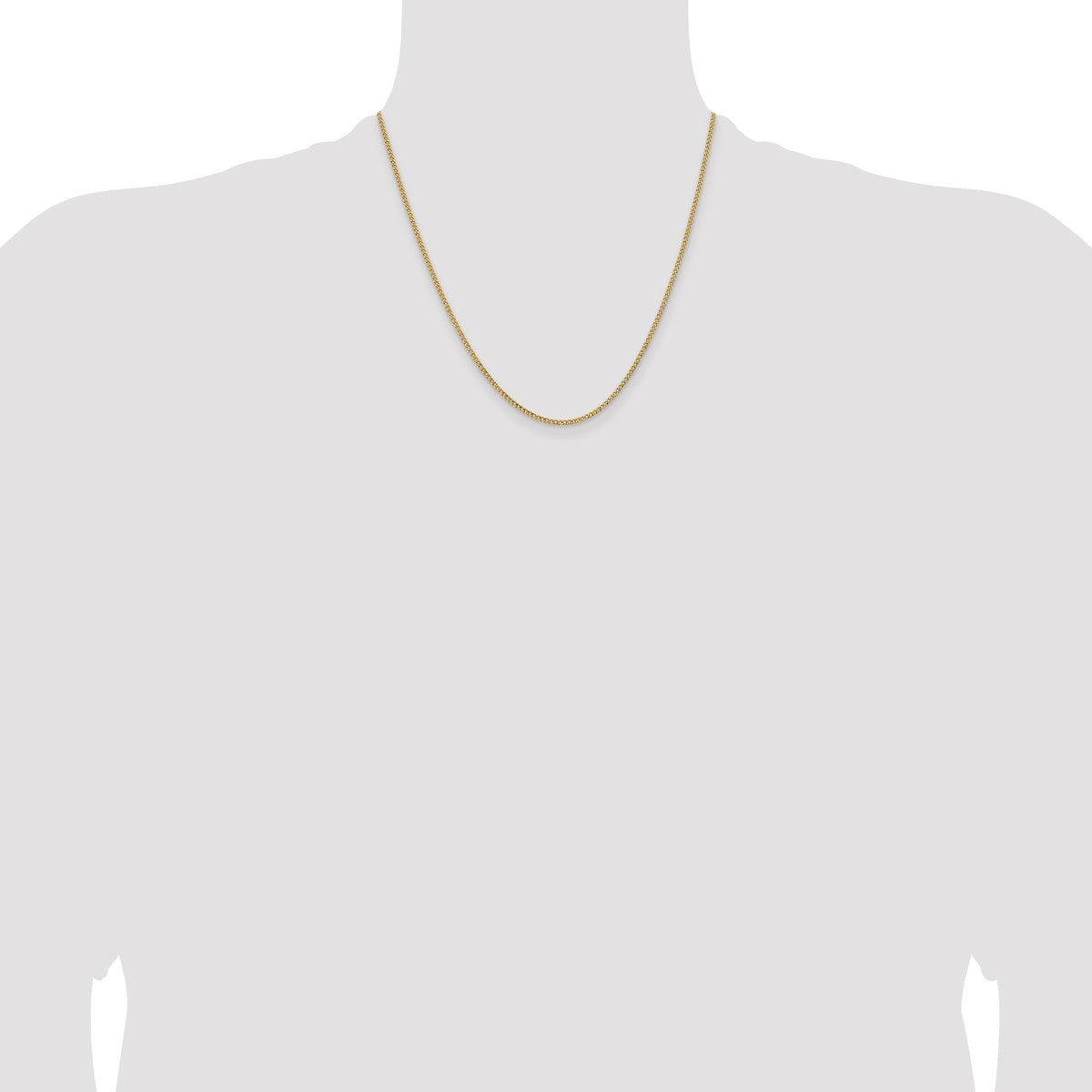 Gold (10K & 14K) Semi-Solid Curb Link Chain - 14k Yellow Gold / 20 in / 1.85 mm
