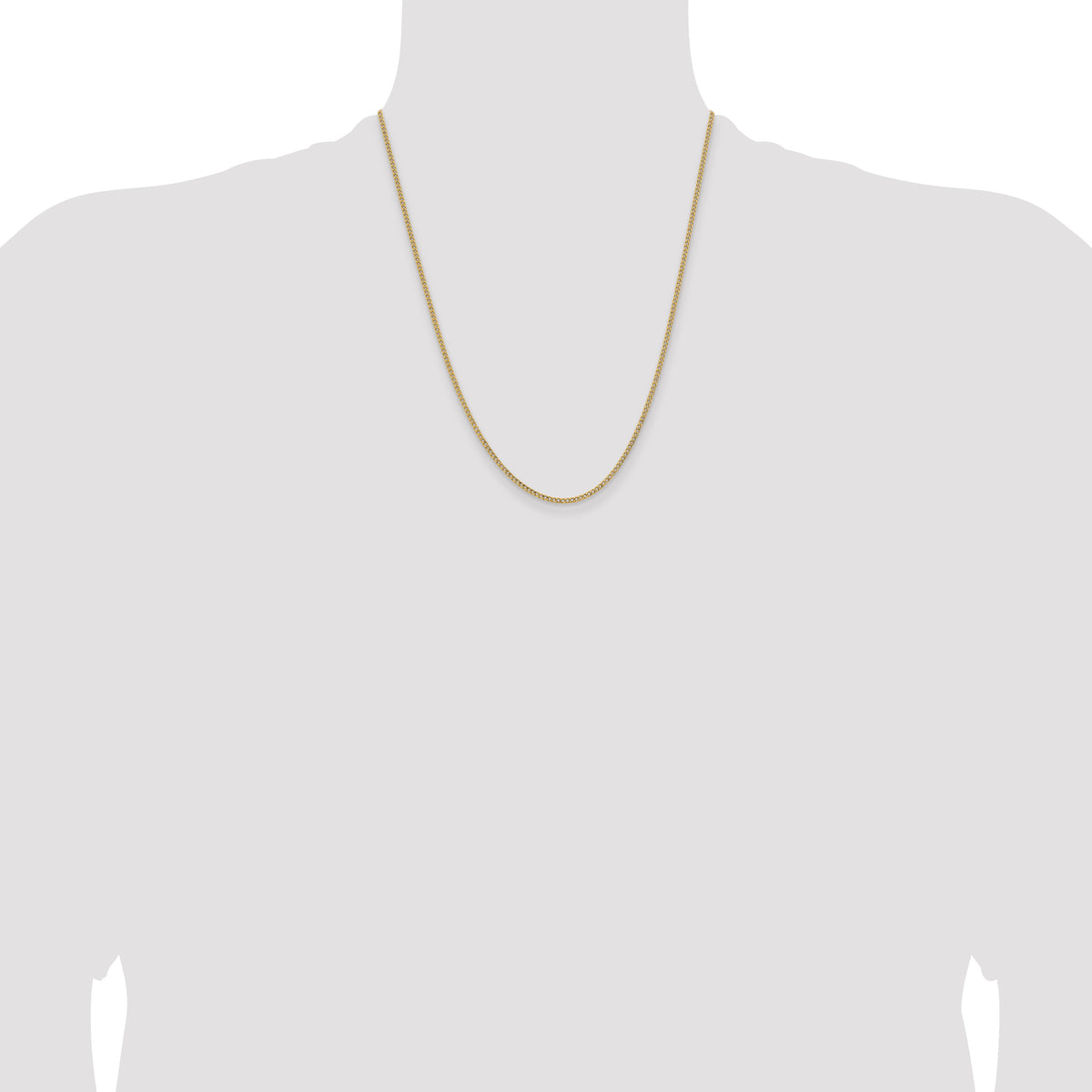 Gold (10K & 14K) Semi-Solid Curb Link Chain - 14k Yellow Gold / 22 in / 1.85 mm