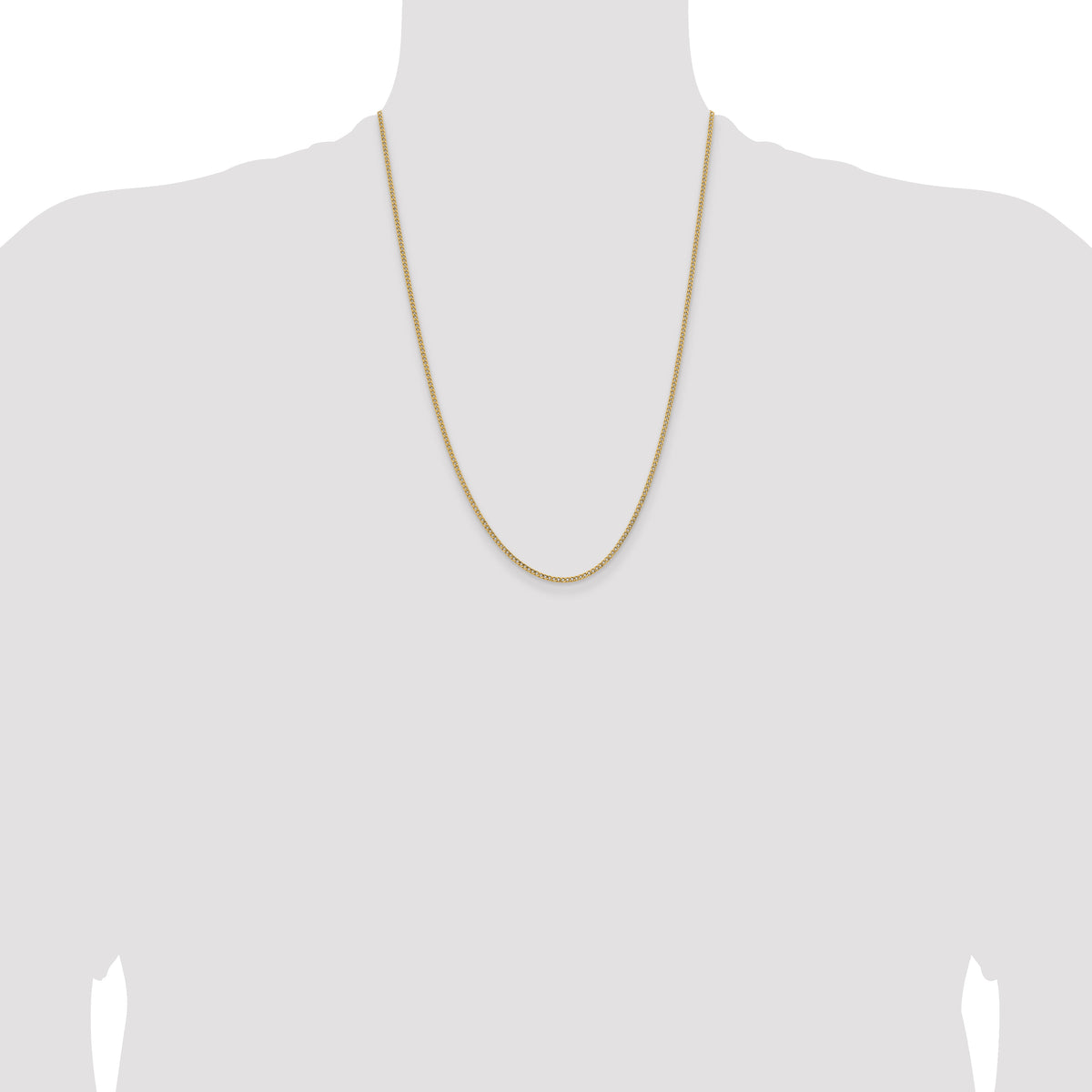 Gold (10K & 14K) Semi-Solid Curb Link Chain - 14k Yellow Gold / 24 in / 1.85 mm