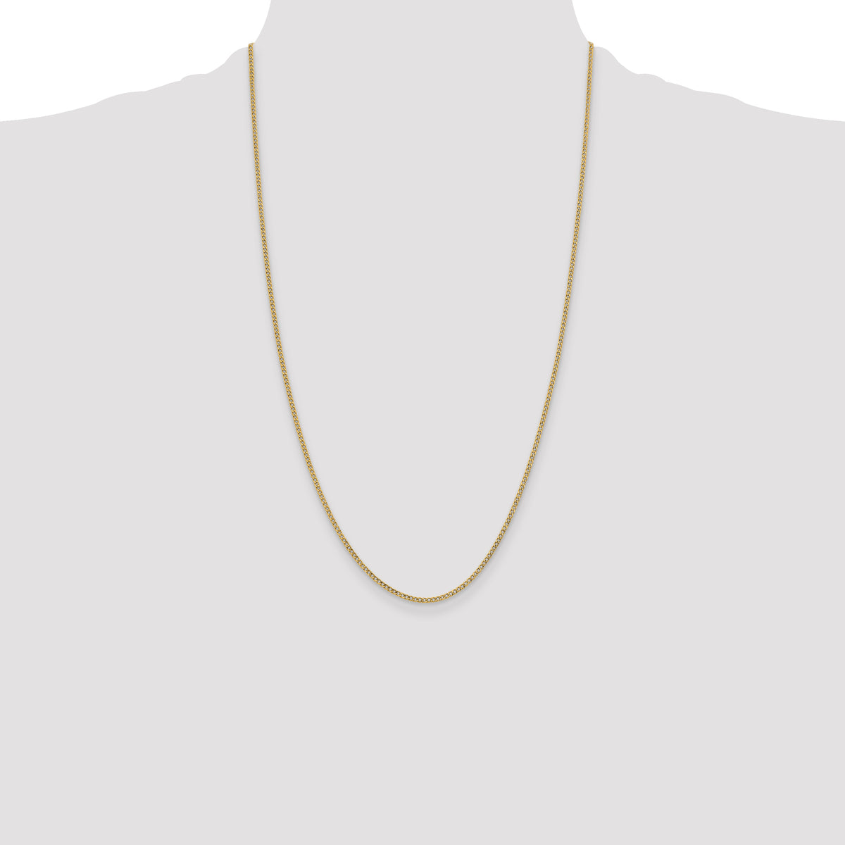 Gold (10K & 14K) Semi-Solid Curb Link Chain - 14k Yellow Gold / 26 in / 1.85 mm