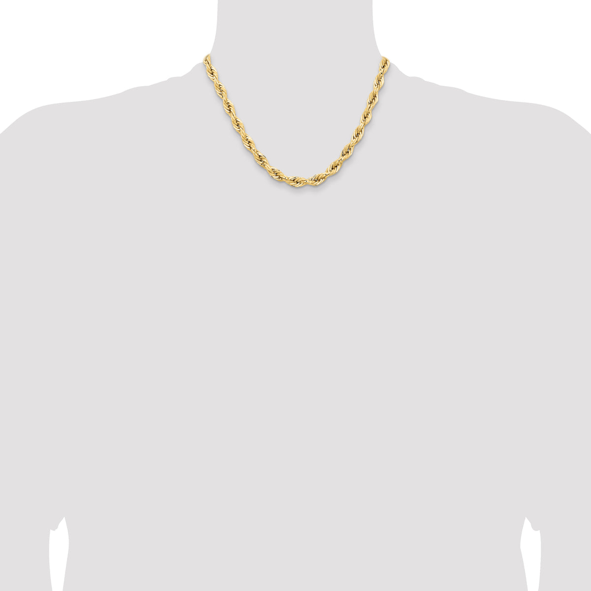 Gold (10K & 14K) Semi-Solid Rope Chain - 14k Yellow Gold / 18 in / 7 mm