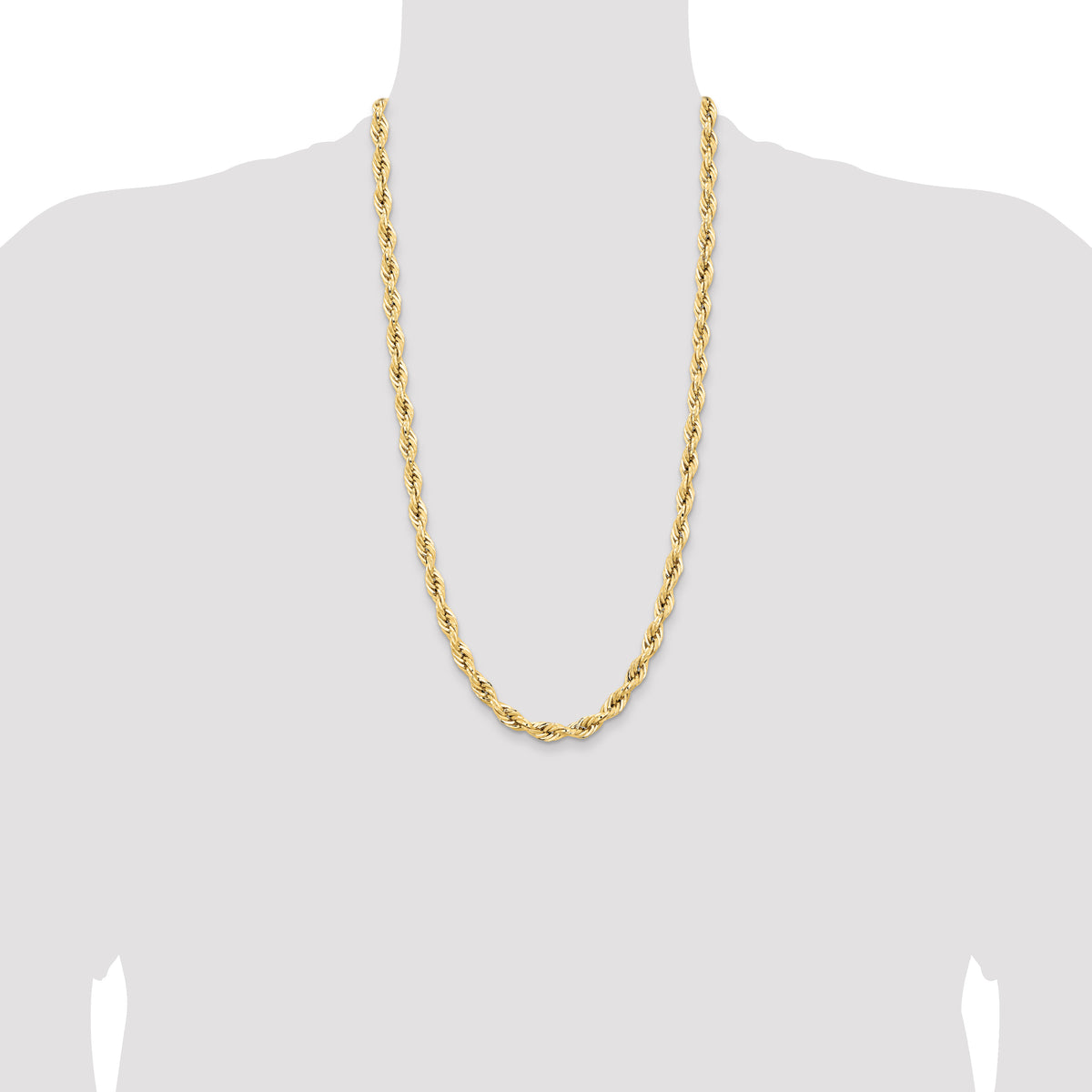 Gold (10K & 14K) Semi-Solid Rope Chain - 14k Yellow Gold / 28 in / 7 mm