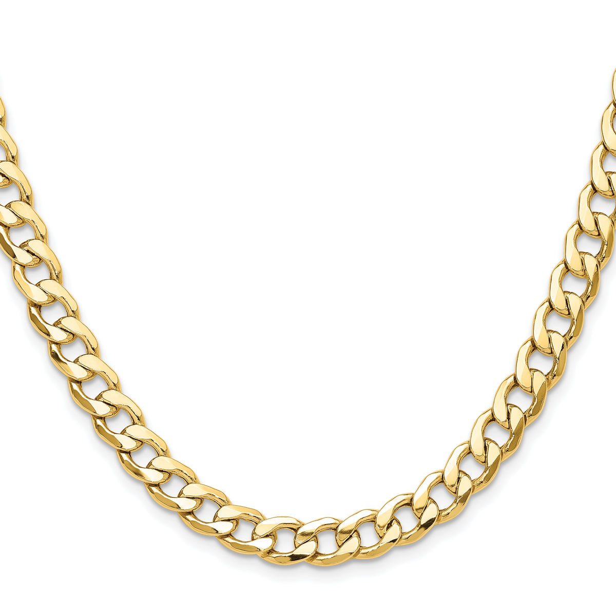 Gold (10K & 14K) Semi-Solid Curb Link Chain - 14k Yellow Gold / 18 in / 7.5 mm