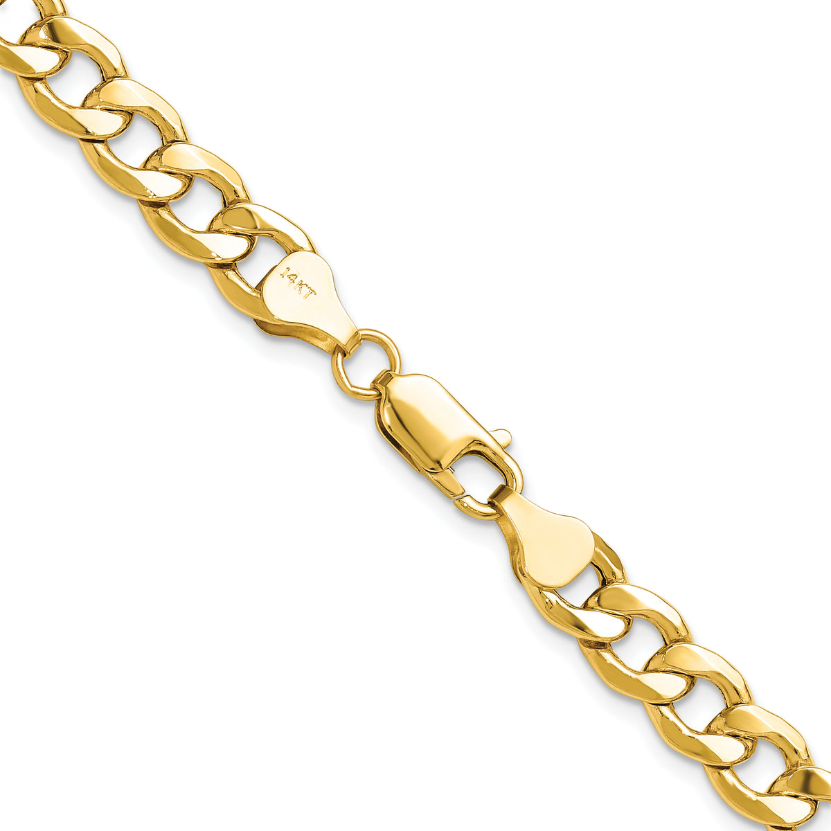 Gold (10K & 14K) Semi-Solid Curb Link Chain - 14k Yellow Gold / 18 in / 7.5 mm