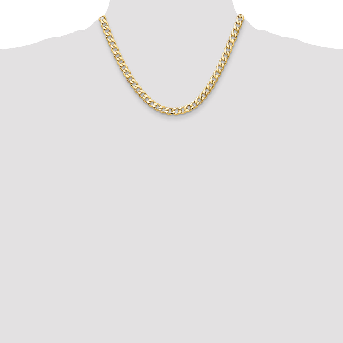 Gold (10K & 14K) Semi-Solid Curb Link Chain - 14k Yellow Gold / 18 in / 7.5 mm
