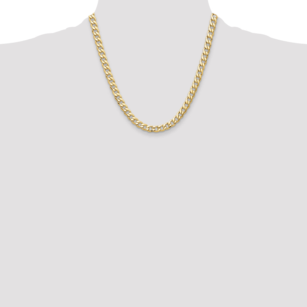 Gold (10K & 14K) Semi-Solid Curb Link Chain - 14k Yellow Gold / 20 in / 7.5 mm