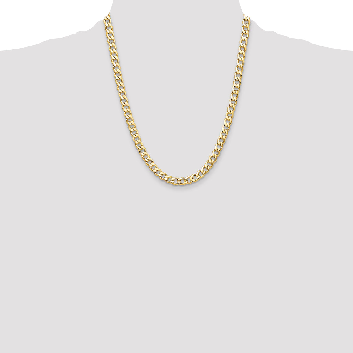 Gold (10K & 14K) Semi-Solid Curb Link Chain - 14k Yellow Gold / 22 in / 7.5 mm