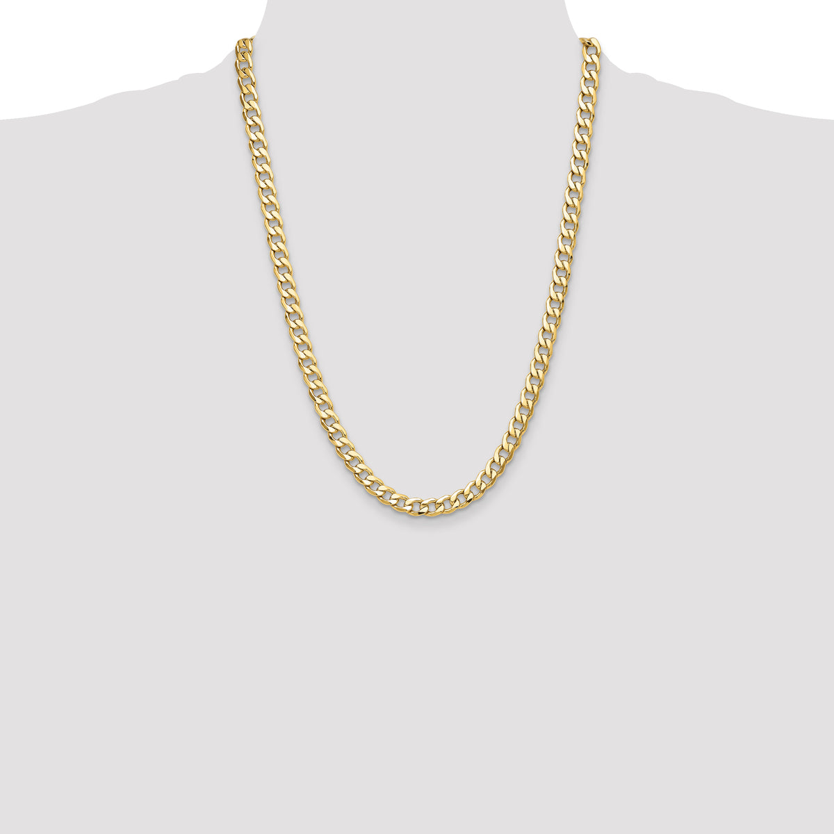 Gold (10K & 14K) Semi-Solid Curb Link Chain - 14k Yellow Gold / 24 in / 7.5 mm