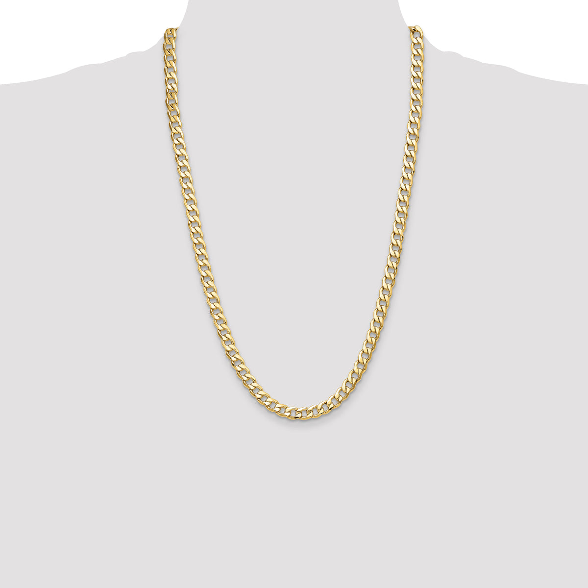 Gold (10K & 14K) Semi-Solid Curb Link Chain - 14k Yellow Gold / 26 in / 7.5 mm