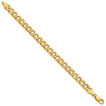 Gold (10K & 14K) Semi-Solid Curb Link Chain Bracelet - 14k Yellow Gold / 7 in / 7.5 mm