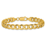 Gold (10K & 14K) Semi-Solid Curb Link Chain Bracelet - 14k Yellow Gold / 7 in / 7.5 mm