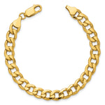 Gold (10K & 14K) Semi-Solid Curb Link Chain Bracelet - 14k Yellow Gold / 7 in / 7.5 mm
