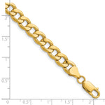 Gold (10K & 14K) Semi-Solid Curb Link Chain Bracelet - 14k Yellow Gold / 9 in / 7.5 mm