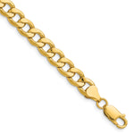 Gold (10K & 14K) Semi-Solid Curb Link Chain Bracelet - 14k Yellow Gold / 9 in / 7.5 mm