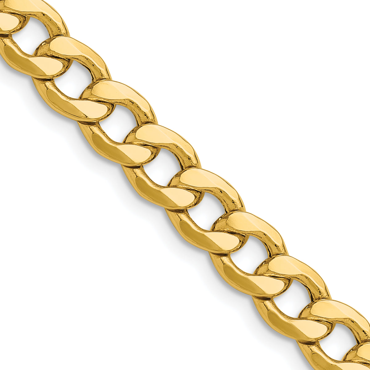 Gold (10K & 14K) Semi-Solid Curb Link Chain - 14k Yellow Gold / 18 in / 7.5 mm