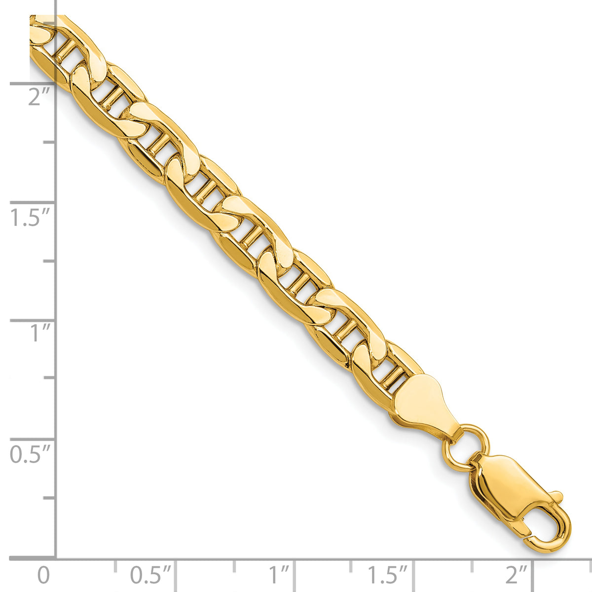 Gold (10K & 14K) Semi-Solid Anchor Chain Bracelet - 14k Yellow Gold / 7 in / 6.25 mm