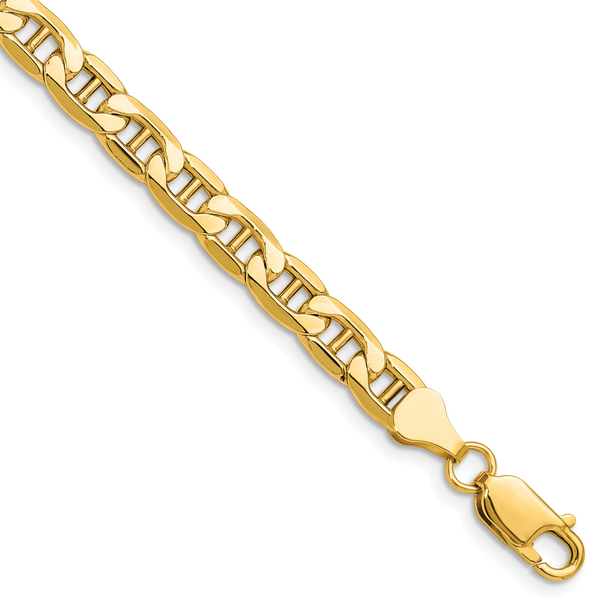 Gold (10K & 14K) Semi-Solid Anchor Chain Bracelet - 14k Yellow Gold / 7 in / 6.25 mm