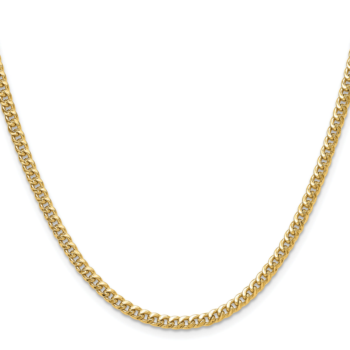 Gold (10K & 14K) Semi-Solid Miami Cuban Chain - 14k Yellow Gold / 18 in / 3.5 mm