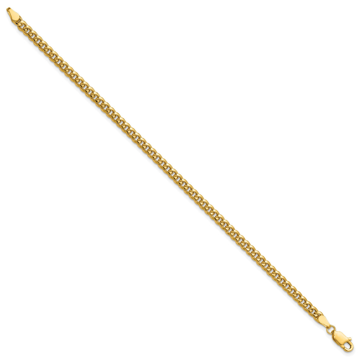 Gold (10K & 14K) Semi-Solid Miami Cuban Chain Bracelet - 14k Yellow Gold / 7 in / 3.5 mm