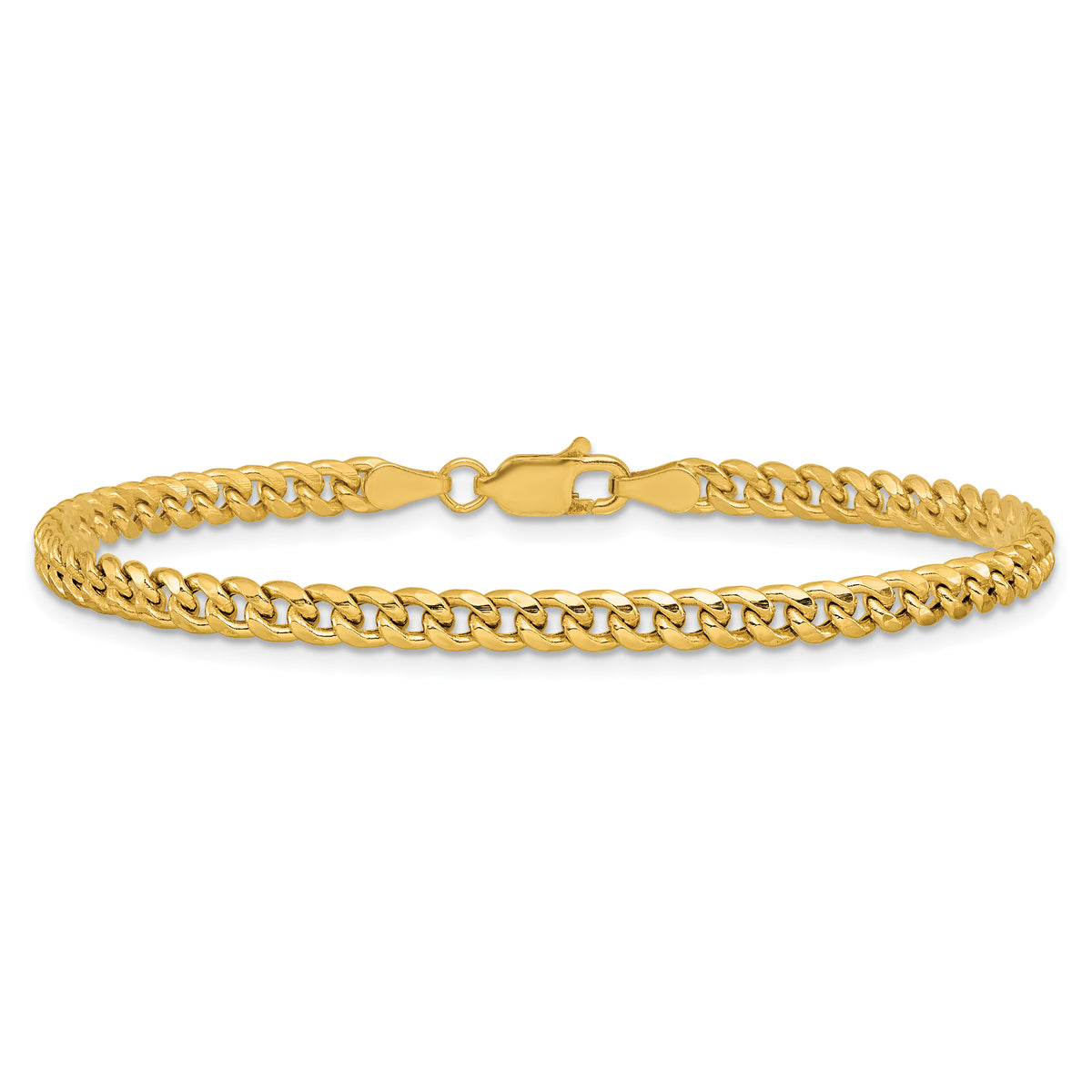 Gold (10K & 14K) Semi-Solid Miami Cuban Chain Bracelet - 14k Yellow Gold / 7 in / 3.5 mm
