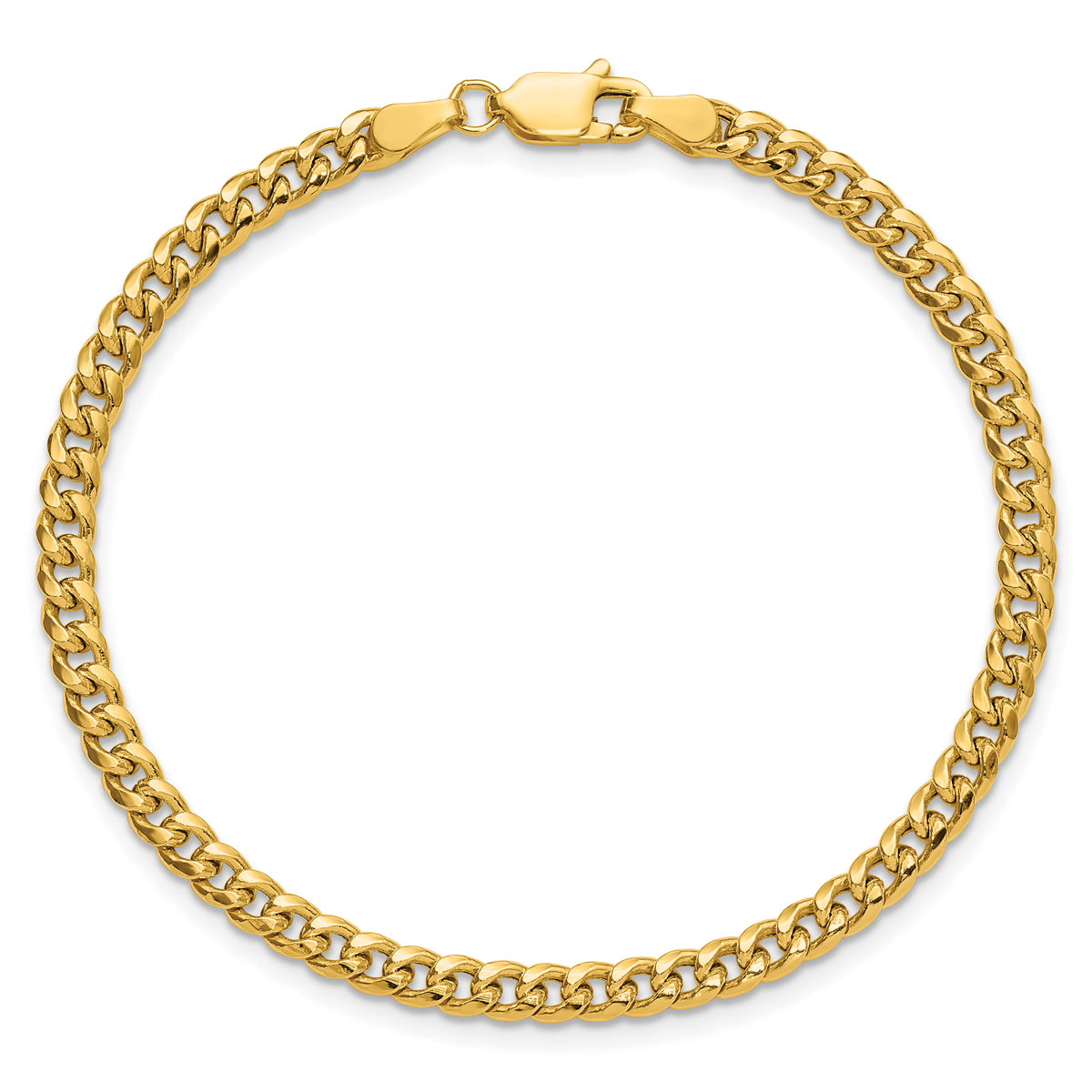 Gold (10K & 14K) Semi-Solid Miami Cuban Chain Bracelet - 14k Yellow Gold / 7 in / 3.5 mm