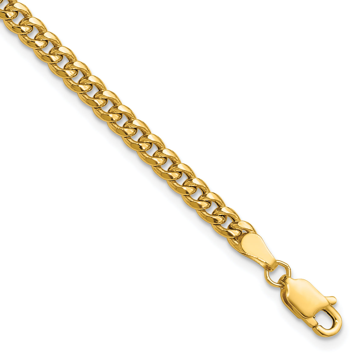Gold (10K & 14K) Semi-Solid Miami Cuban Chain Bracelet - 14k Yellow Gold / 7 in / 3.5 mm