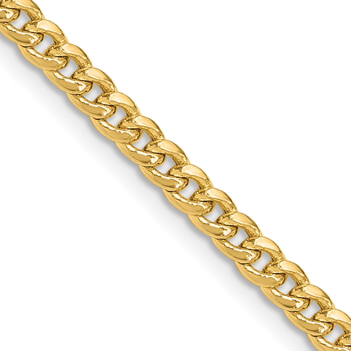 Gold (10K & 14K) Semi-Solid Miami Cuban Chain - 14k Yellow Gold / 18 in / 3.5 mm