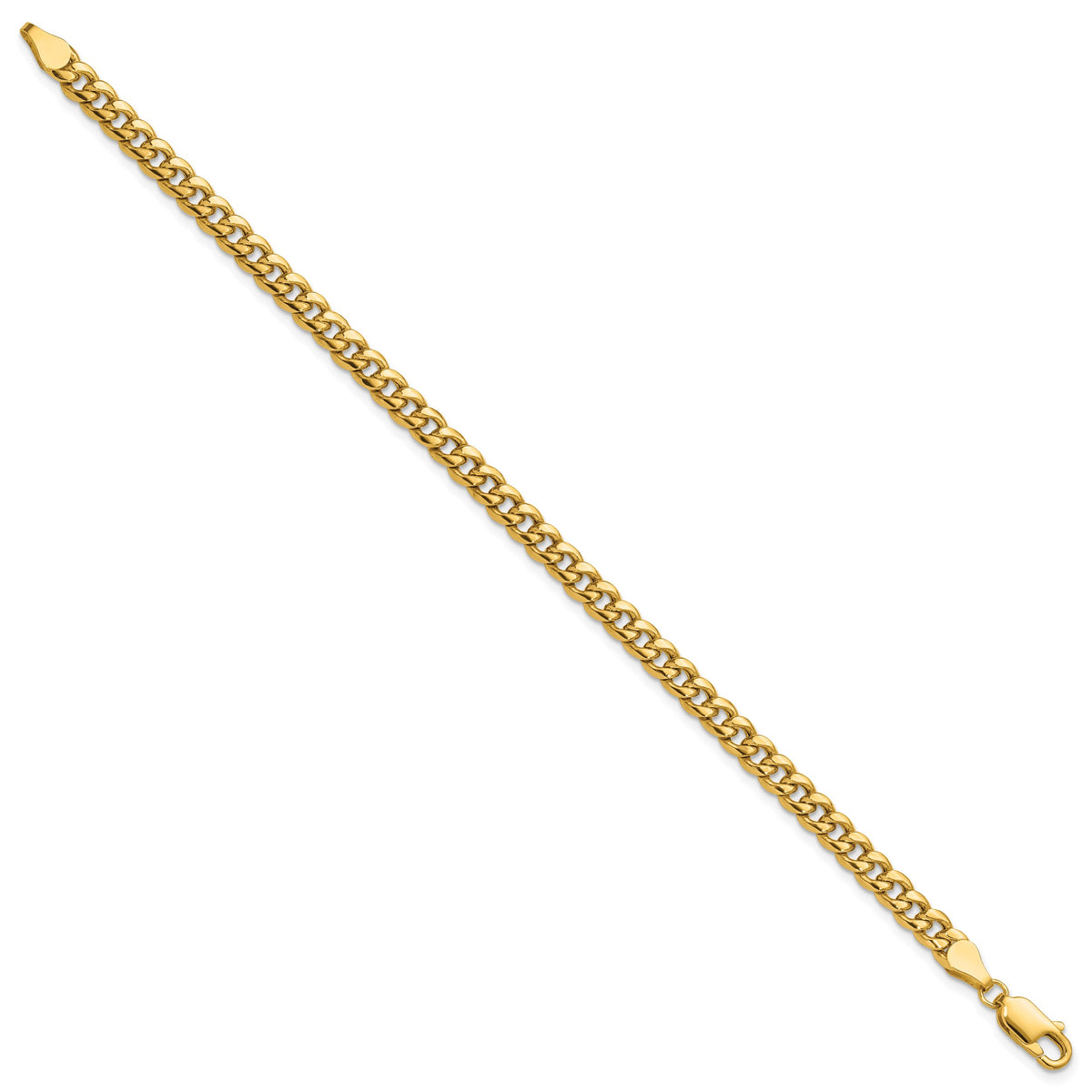 Gold (10K & 14K) Semi-Solid Miami Cuban Chain Bracelet - 14k Yellow Gold / 7 in / 4.5 mm
