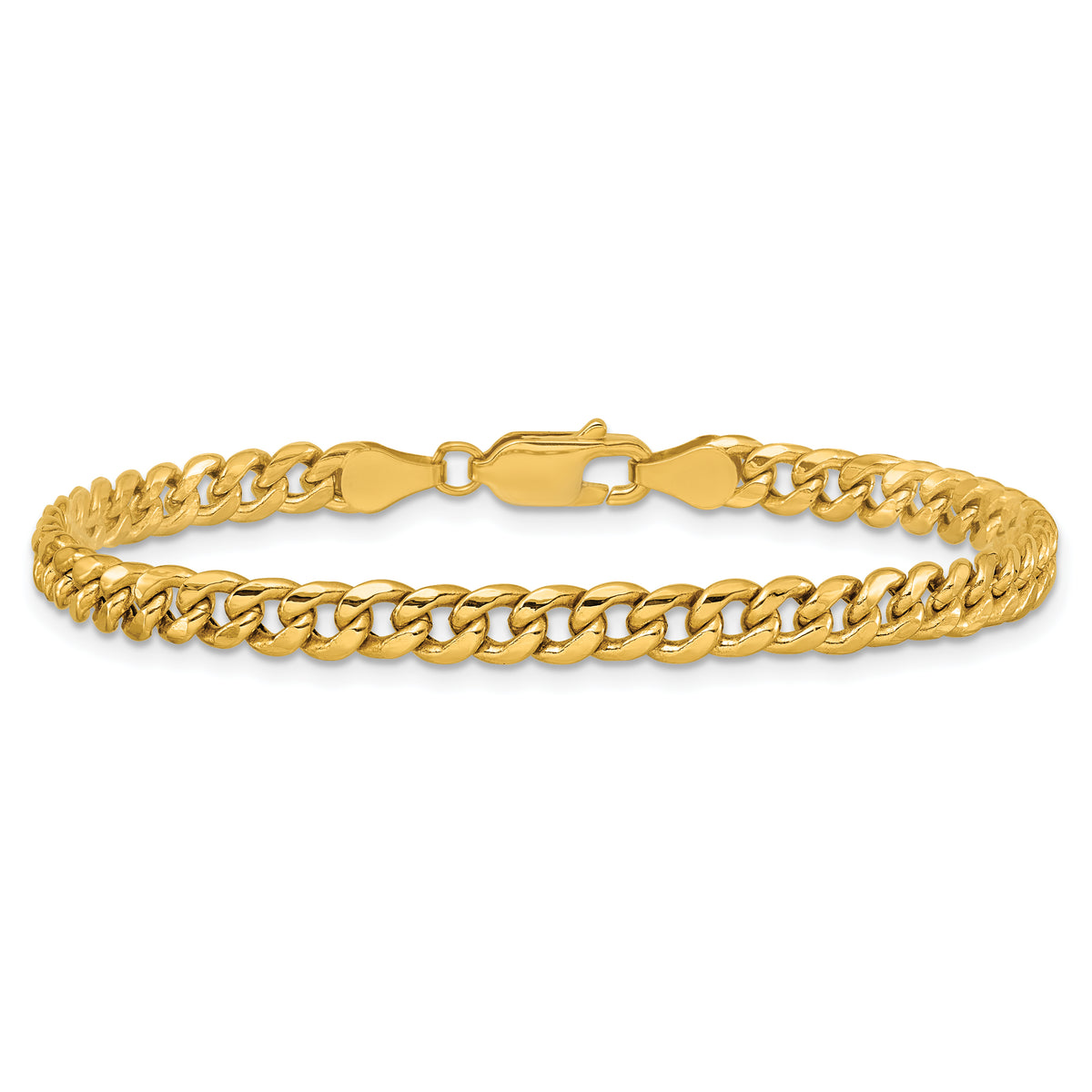 Gold (10K & 14K) Semi-Solid Miami Cuban Chain Bracelet - 14k Yellow Gold / 7 in / 4.5 mm