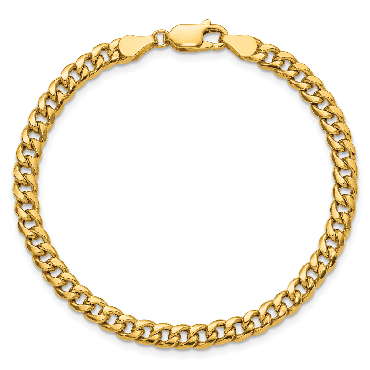 Gold (10K & 14K) Semi-Solid Miami Cuban Chain Bracelet - 14k Yellow Gold / 7 in / 4.5 mm