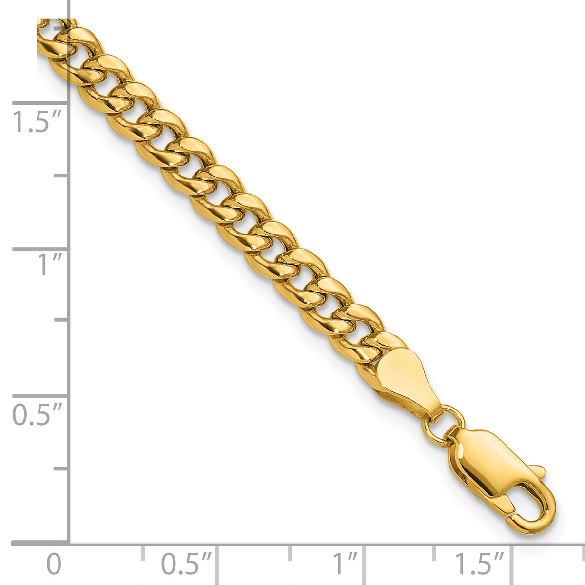 Gold (10K & 14K) Semi-Solid Miami Cuban Chain Bracelet - 14k Yellow Gold / 7 in / 4.5 mm