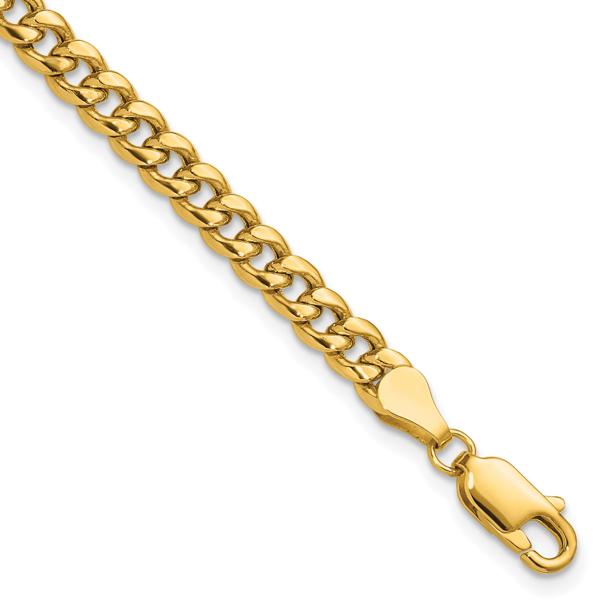 Gold (10K & 14K) Semi-Solid Miami Cuban Chain Bracelet - 14k Yellow Gold / 7 in / 4.5 mm