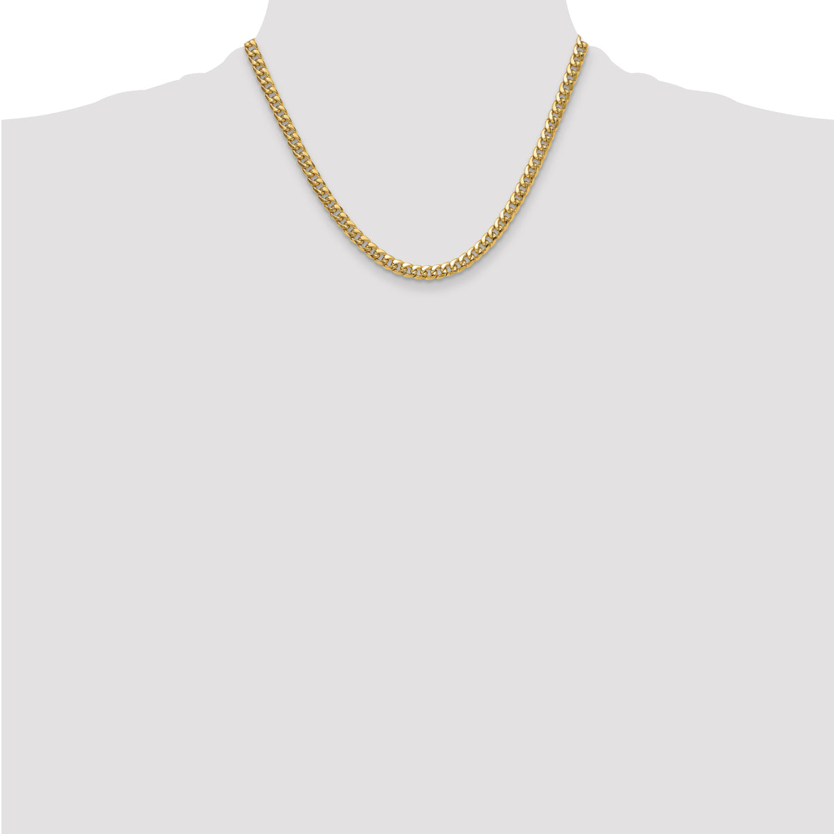 Gold (10K & 14K) Semi-Solid Miami Cuban Chain - 14k Yellow Gold / 18 in / 5.25 mm