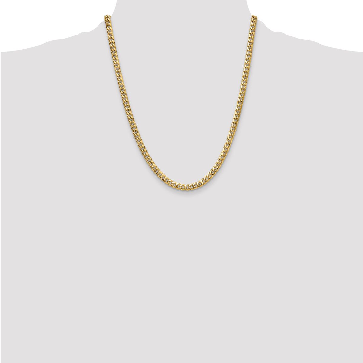 Gold (10K & 14K) Semi-Solid Miami Cuban Chain - 14k Yellow Gold / 22 in / 5.25 mm