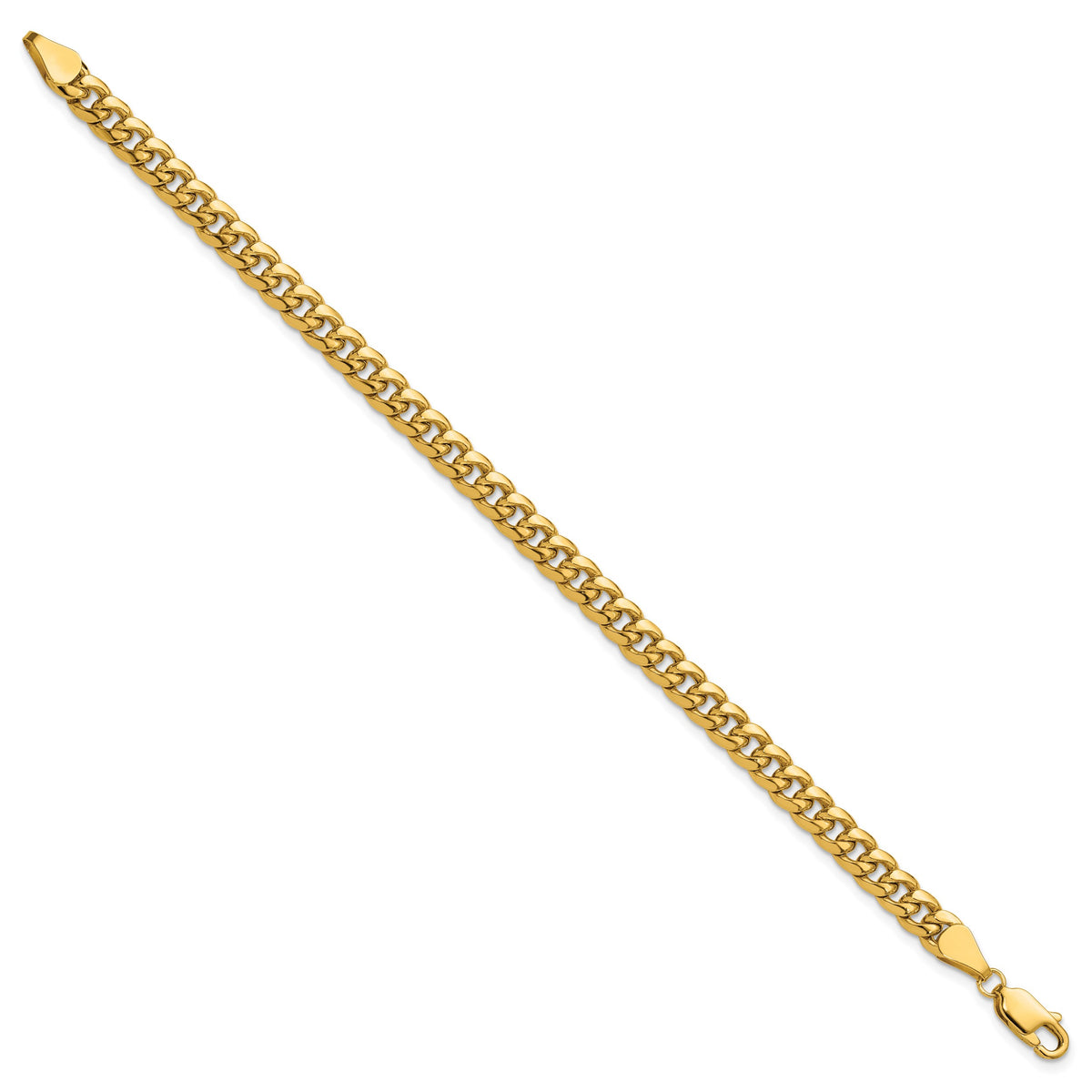 Gold (10K & 14K) Semi-Solid Miami Cuban Chain Bracelet - 14k Yellow Gold / 7 in / 5.25 mm